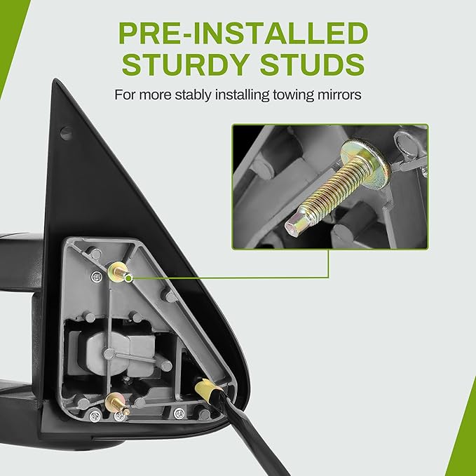 AUTOSAVER88 Towing Mirror Compatible with 2003-2006 Silverado Sierra 1500 2500 HD 3500 HD Escalade Tahoe Yukon, Power Heated Switchback LED Turn Signal Running Light Manual Telescoping Folding White