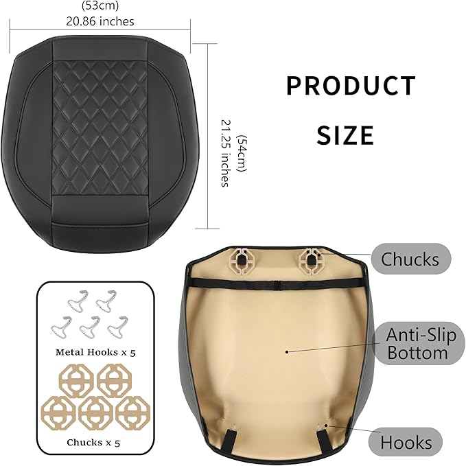 2 Pack Leather Front Car Seat Covers,Bottom Seat Covers for Cars,Driver Car Seat Cushion Cover,Luxury Seat Protectors,Waterproof,Full Wrap,for Most Vehicles,Sedan,Truck,SUV(Black)