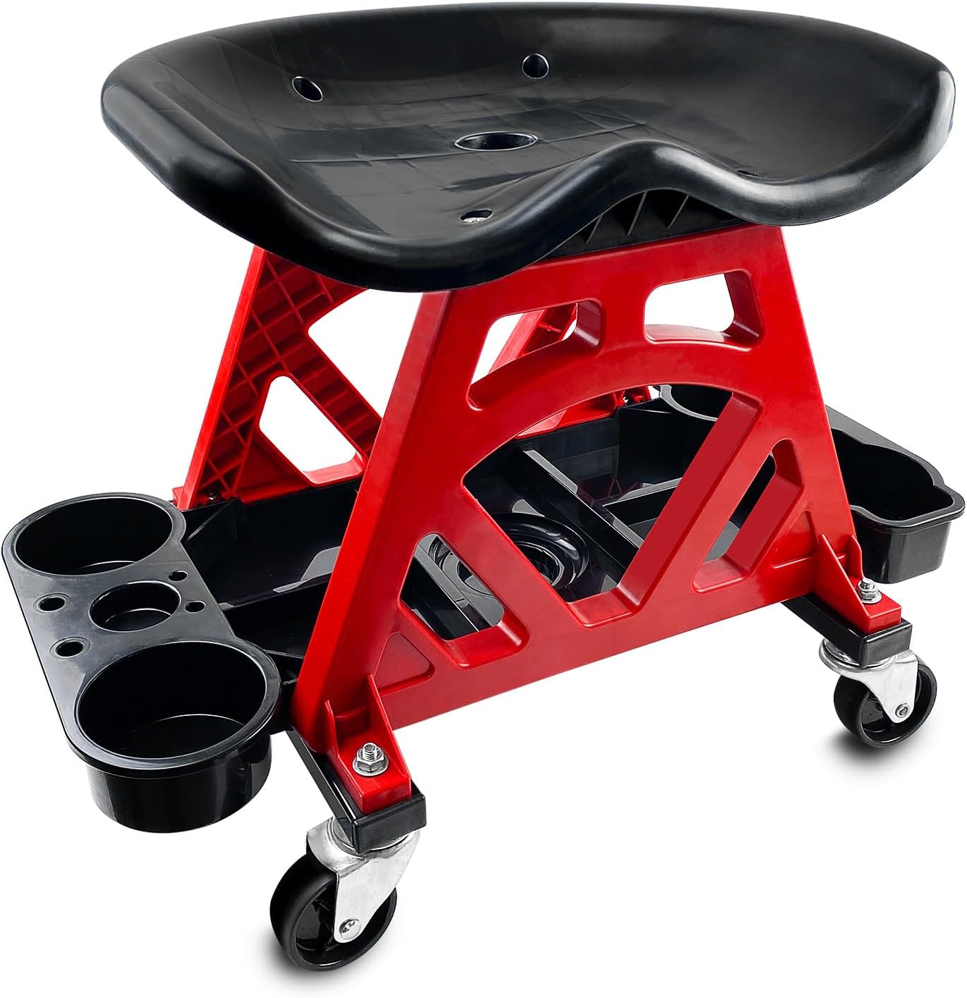Durable Mechanic Seat with Wheels - Heavy Duty Rolling Stool Car Detailing Creeper Seat with Tool Tray for Workshop, Auto Repair Shop and Home