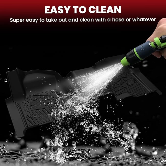 LASFIT Floor Mats 2019-2026 for Chevy Silverado/GMC Sierra 1500, 2020-2026 2500HD 3500HD, Double Cab/Bench Seat Only, Fit Without Rear Underseat Storage Box, All Weather TPE Custom Fit Floor Liners