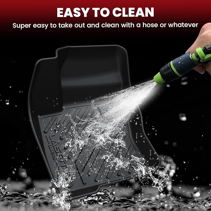 LASFIT Floor Mats and Cargo Liner for Ford Focus 2012-2018(Fit for Hatchback & Gasoline) and Focus RS 2016-2018 All Weather Custom Fit TPE Car Floor Liner, 1st & 2nd & Trunk Mat Combo Set, 4pcs Black