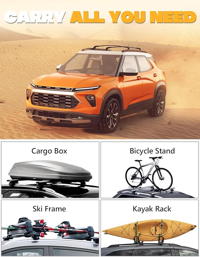 Tuyoung All Aluminum Roof Rack Cross Bars Compatible with Chevy Chevrolet Trailblazer 2021 2022 2023 2024 2025 2026 L LT ACTIV RS, 260lbs Lockable Heavy Duty Roof Rails Crossbars Cargo Luggage Kayak