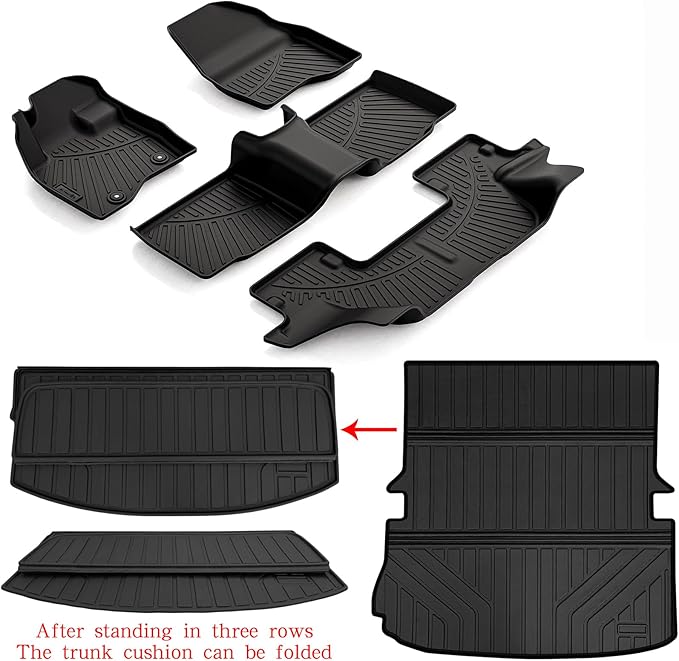 Floor Mats for 2015-2018 2019 Ford Explorer, Large Cargo Mat Covering The Backrest TPE All Weather Protection Custom for Ford Explorer Accessories