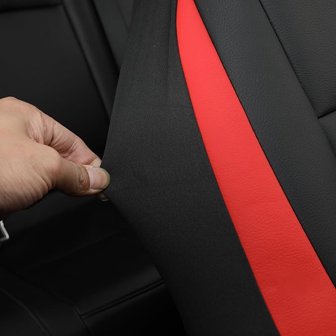 GIANT PANDA Front Car Seat Cover for Jeep Wrangler TJ (1997-2006),Leather Bucket Seat Covers Custom Fit Jeep Accessories (Red+Black) 2-Pack