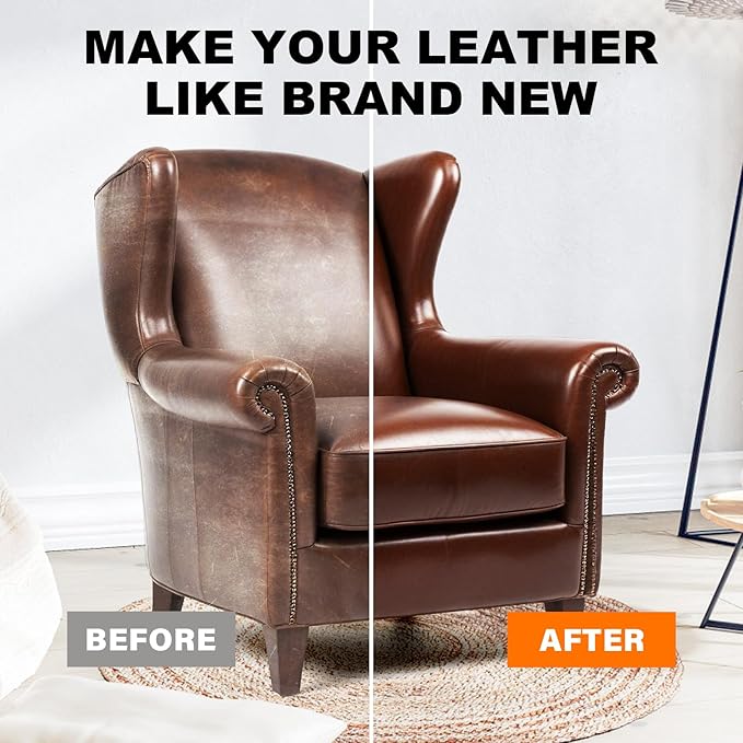 STARTSO WORLD 200Ml Leather Recoloring Balm with 100ML Leather Conditioner, Light Brown Leather Repair Kit for Furniture, Leather Dye, Leather Scratch Repair, Leather Couch Paint
