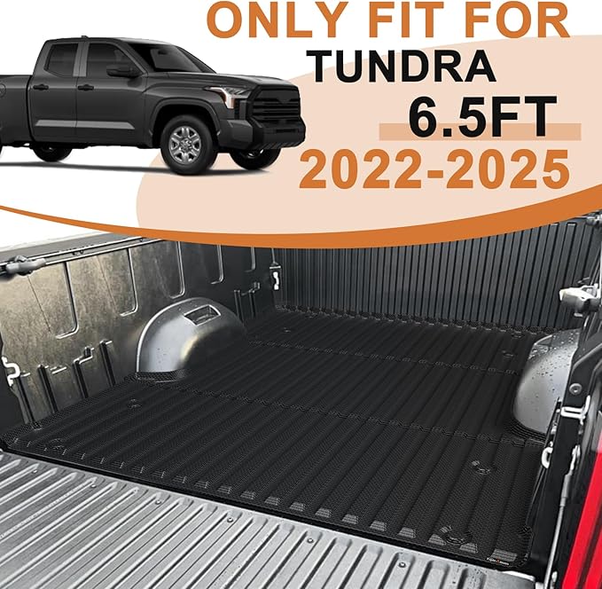 TripleAliners Truck Bed Mat Compatible with 2022 2023 2024 2025 2026 Toyota Tundra Accessories 6.5FT Vehicle Liner Perfectly Flush All Weather Protection TPE Heavy Duty Pickup Car Bed Cargo Mat