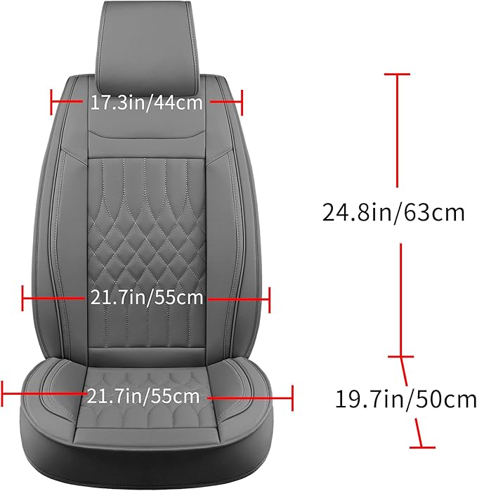 Car Seat Covers 5 Seats Full Set, Waterproof Napa Leather Automotive Seat Protector for Cars SUV Truck Sedan, Universal Anti-Slip Car Seat Cushion Interior Accessories, Gray