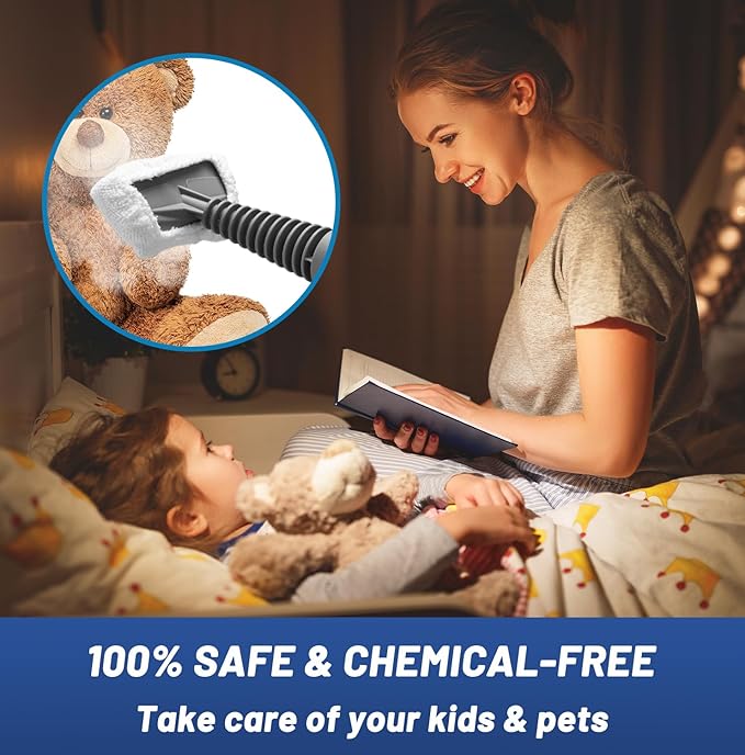 Handheld Steam Cleaner, Pressurized Multi-Surface Steam Shot with 13 Accessories, Safety Lock, Steamer for Cleaning Floor, Upholstery, Grout, Windows, Couch and Car, Grey