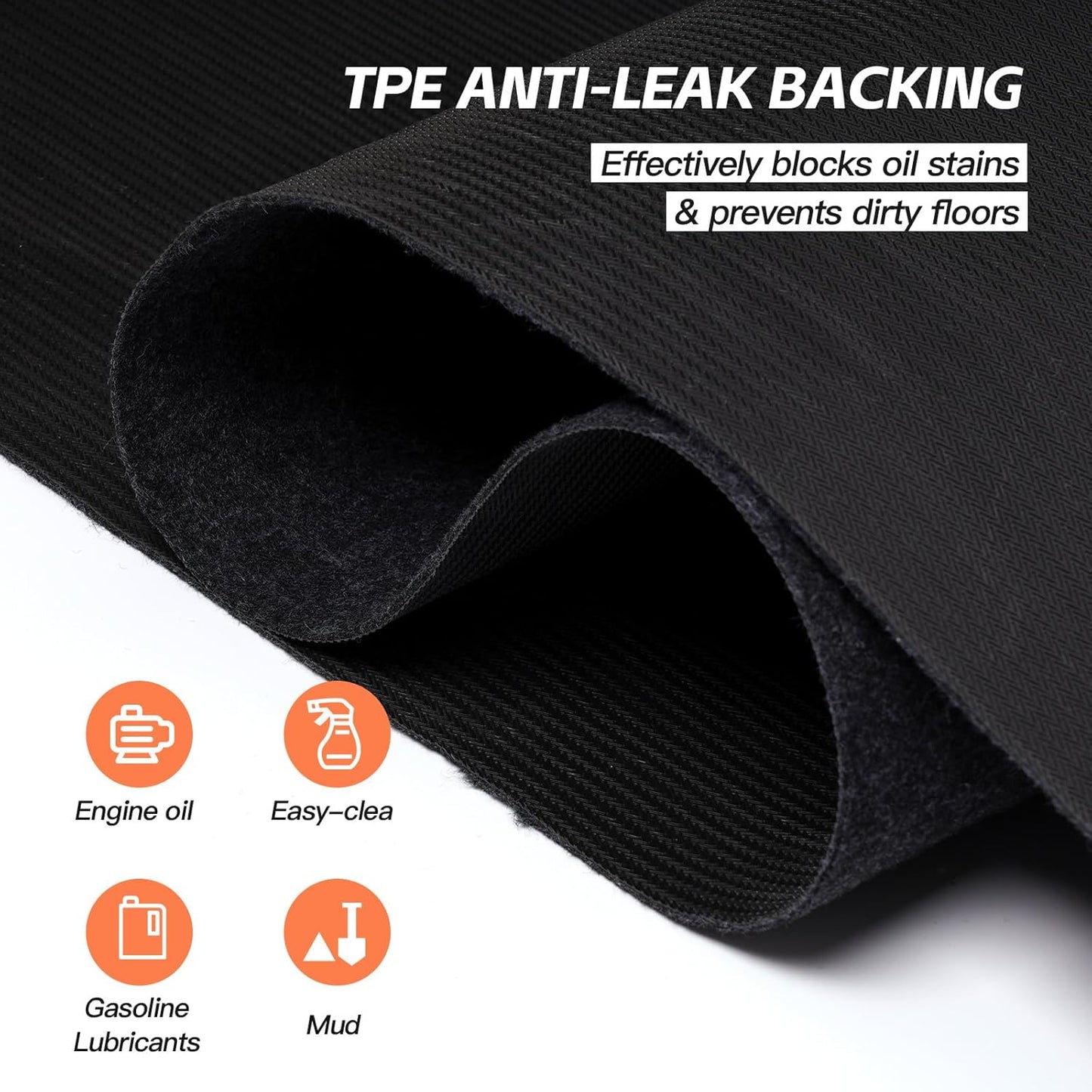 7.4'x 17' Garage Floor Mat & Oil Spill Mat, Heavy Duty Under Car Mat for Garage & Driveway, Protects Against Oil, Chemicals & Stains with TPE Anti-Leak Backing, Reusable & Washable