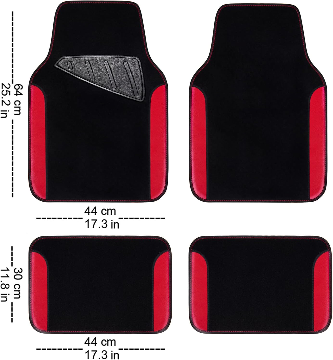 CAR PASS 3D Air Mesh Car Seat Covers Full Sets w/5mm Sponge, 4Pcs Waterproof Car Floor Mats, Steering Wheel Cover Universal Fit for SUV Sedan Truck, Airbag Compatible Automotive Interior(Black & red)