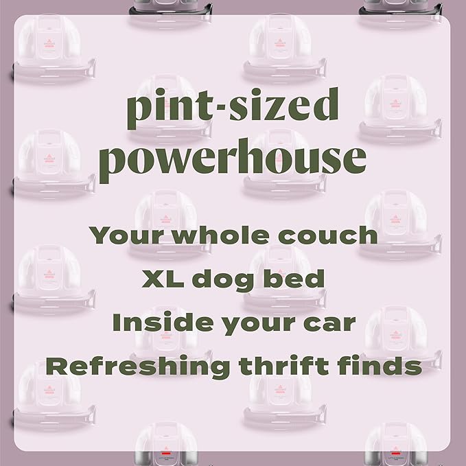 BISSELL Little Green Mini Portable Carpet and Upholstery Deep Cleaner, Car/Auto Detailer, with HydroRinse Self-Cleaning Tool and 4" Tough Stain Tool, Limited Edition Color Dusk Pink, 4075L