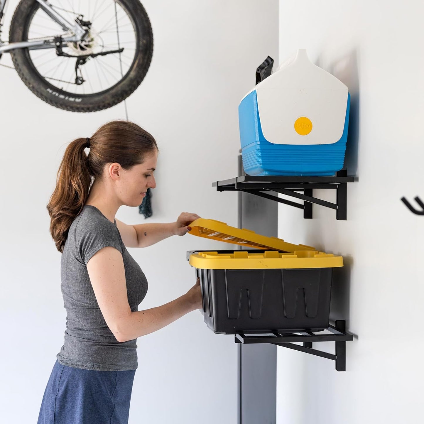 StoreYourBoard 2-Pack Heavy Duty Wall Shelves – Wall-Mounted Garage Storage Shelving and Organization for Sheds, Closets, or Utility Rooms – Holds 200 lbs, 1ft x 2ft, Black