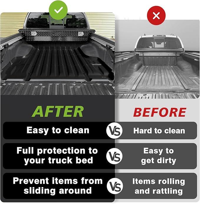 TripleAliners Truck Bed Mat Compatible with 2005-2021 Nissan Frontier Accessories 5FT Truck Bed Liner Perfectly Flush All Weather Protection TPE Heavy Duty Pickup Cargo Mat