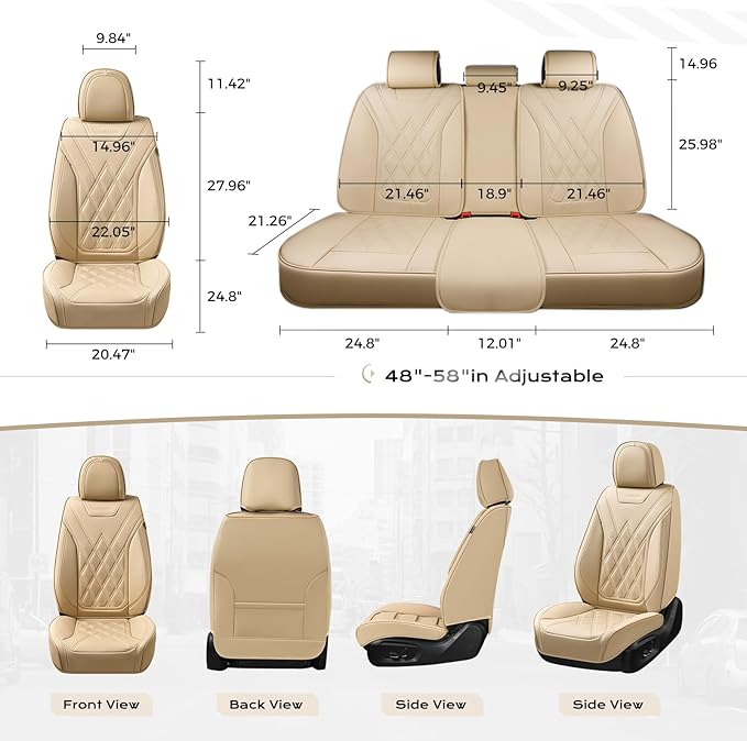 Coverado Car Seat Covers, Front Covers for Cars, Car Seat Cover Front Seats, Automotive Seat Cover, Waterproof, Leather Car Seat Cushion, Universal Interior Seat Protectors for Most Cars
