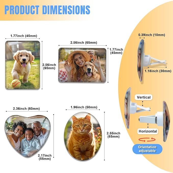 Personalized Car Air Vent Clip with Your Photo and Text,Custom Different Scents Car Air Vent Clip,Interior Decoration,Decorative Accessories