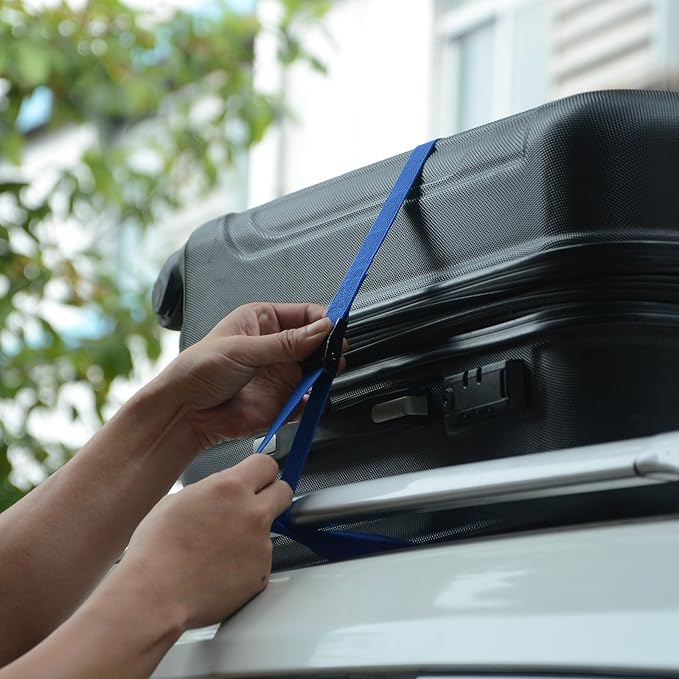 Tie Down Straps 4 Pcs Cam Buckle Strap 13.1' x 1" Adjustable Lashing Cinch Ratchet Tie-Down Straps for Cargo, Trucks, Luggage, Trailer, Motorcycle (Blue)