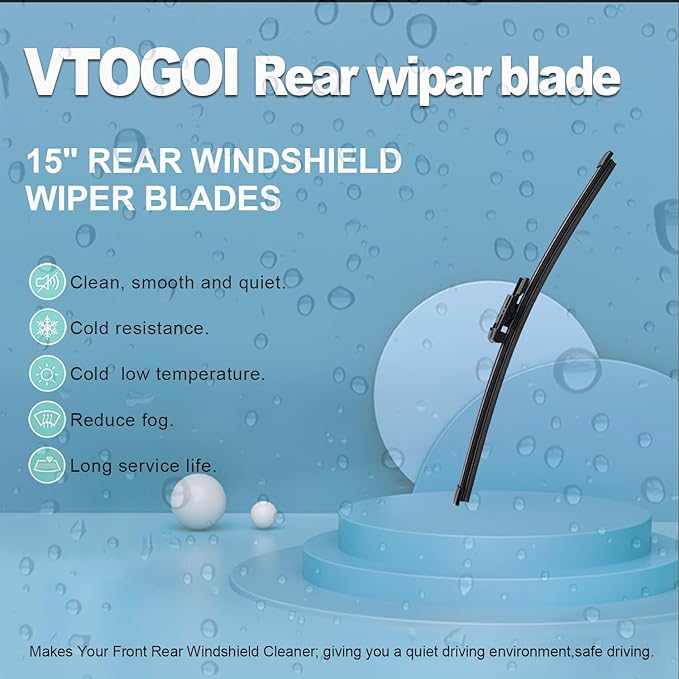 VTOGOI Original Factory Quality Rear Windshield Wiper Blades Replacement For Land Rover Range Rover 2016-2023,Land Rover Range Rover Sport 2016-2023,Easy To Install 15"(Pack of 1)