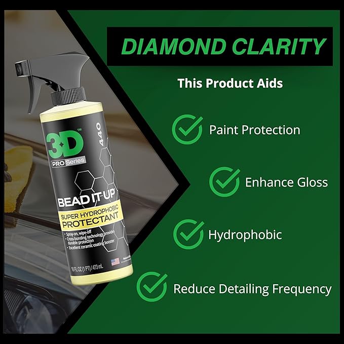 3D Bead It Up Ceramic Coating Booster Spray - Super Hydrophobic Bead Maker - Polymer Paint Protectant & Sealant 16oz.