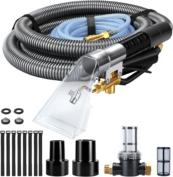 Extractor Hose Kit Compatible with Shop Vac Extractor Kit,Better Extractor Hose Kit for Carpet & Upholstery Cleaning,Converts Vacuum to Cleaner With 25FT Water Line and 10 FT Vacuum Hose & Adapter