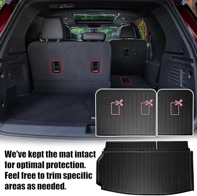 AUXKO All Weather Cargo Mats & Backrest Mat Fit for 2025 2024 Chevrolet Chevy Traverse (7&8 Seat Not for Limited) TPE Back Seat Protector Liner Accessory Odorless Black