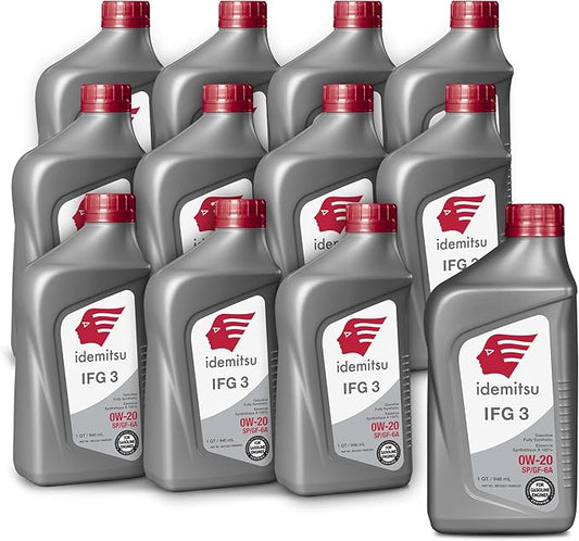 Idemitsu IFG 3 0W-20 Full Synthetic Motor Oil – 1 Quart, Case of 12 | SP/GF-6A Certified Engine Oil for TGDI & PFI Engines | Engineered for Maximum Efficiency and Protection