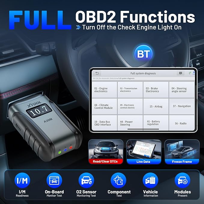 OBD2 Scanner Diagnostic Tool XTOOL Anyscan A30M V2.0, 2025 Wireless Bidirectional Scan Tool with Free Updates, 26 Resets, All System for Android & iPhone, Crank Sensor Relearn, EPB, Throttle Relearn