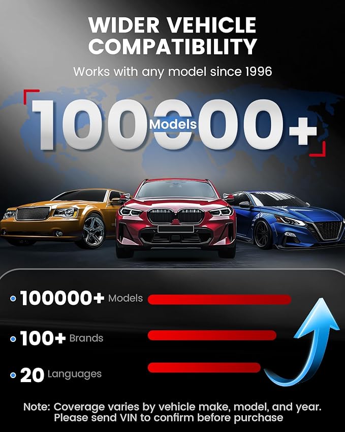 ANCEL DS100 OBD2 Scanner - ABS, SRS, Transmission & Check Engine Code Reader with 7 Reset, Oil/Brake/BMS/SAS/ETS Reset, ABS Bleeding, Gear Learning, Lifetime Free Update, Online Customer Service