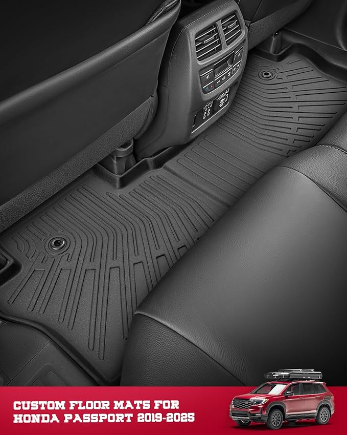 Car Floor Mats with Trunk Liner for Honda Passport 2019-2025: Custom Fit Full Set, All Weather TPE Black SUV Car Floor Liners for Honda Passport Accessories 2019 2020 2021 2022 2023 2024 2025
