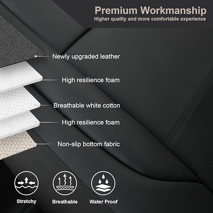 GIANT PANDA Front Car Seat Cover for Jeep Wrangler JK (2007-2018),Leather Bucket Seat Covers Custom Fit Jeep Accessories (Black) 2-Pack