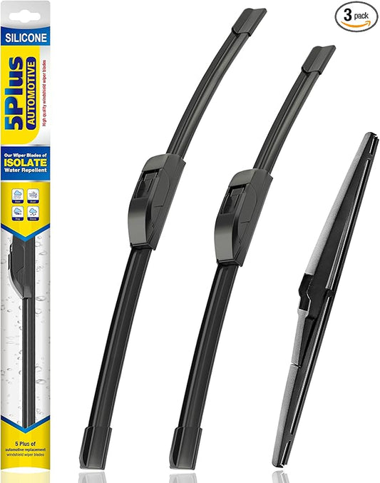 5 PLUS® Silicone Windshield Wipers Replacement for 2009 2010 2011 2012 2013 2014 2015 2016 Toyota Venza Wiper Blades(Set of 3),Automotive Replacement Windshield Wiper Blades For My Car-26"/22"/12"