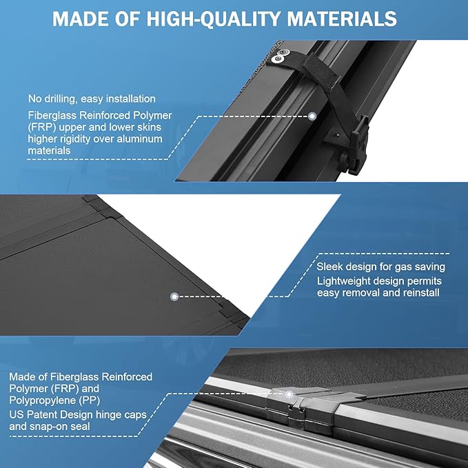 Hard Tri-Fold Truck Bed Tonneau Cover Compatible with 2015-2024 Ford F-150 6.5FT Bed