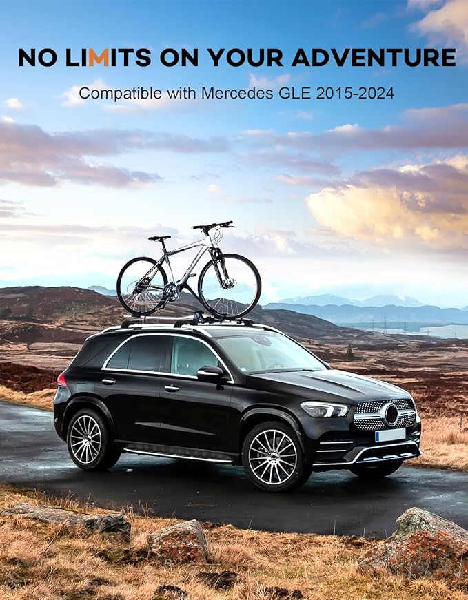 Roof Rack Cross Bars 220lbs Compatible with Mercedes Benz GLE 2015-2025 with Raised Side Rails, Heavy Duty Aluminum Lockable Roof Rails Crossbars Cargo (Not for Panoramic sunroof)