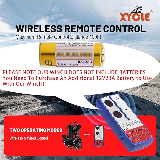 Winch13500lbs 12V Waterproof Electric Winch Synthetic Rope Electric Winch Towing Winch Boat Trailer Winch SUV 4-Wheel Drive Off-Road Vehicle with Remote Control 3/8 Synthetic Rope (Red)