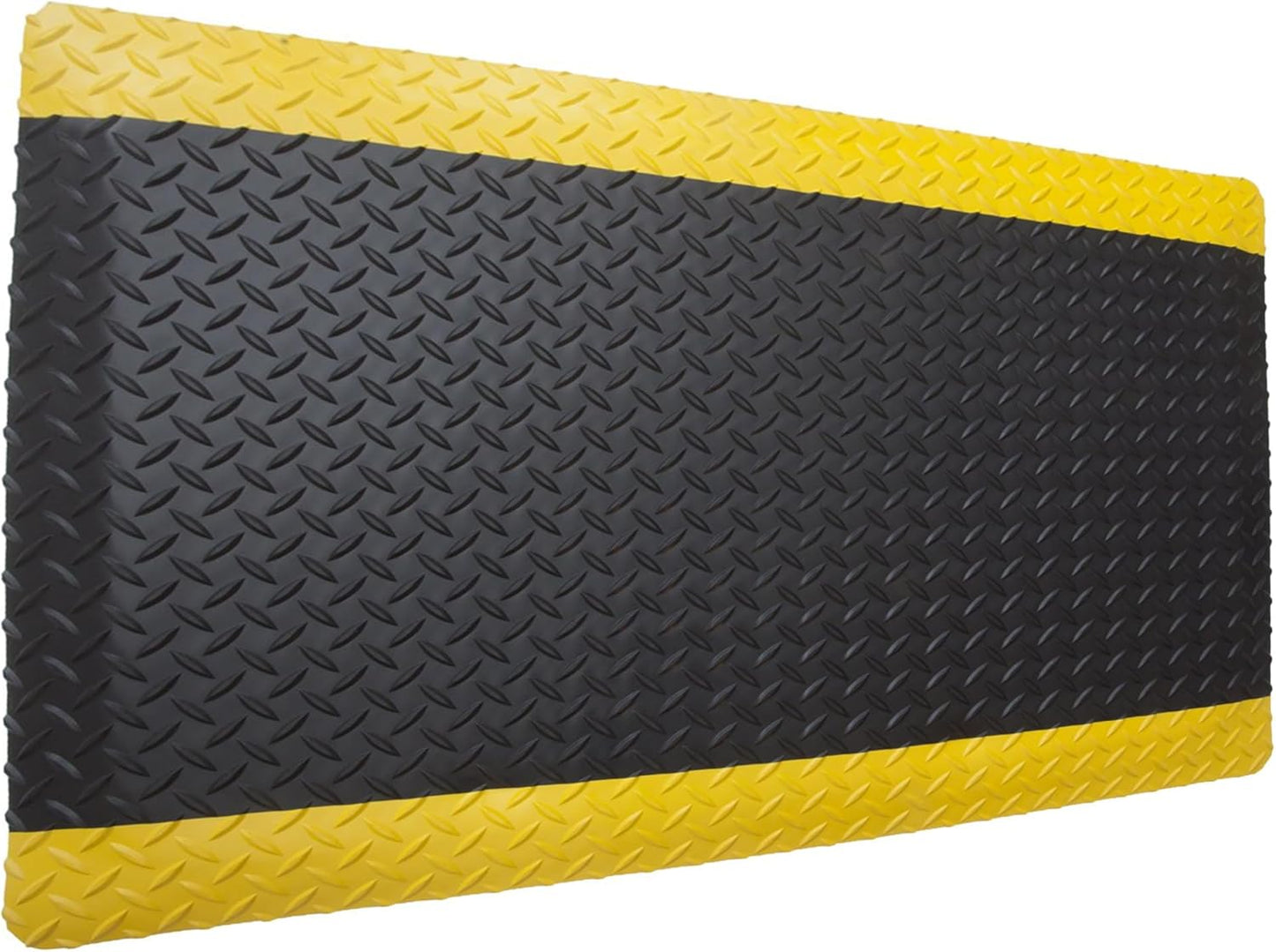 Rhino Mats, American Classic Diamond Anti-Fatigue Mats, Industrial Ergonomic Comfort Standing Mat for Work, Home, Garage, Office, Kitchen or Anywhere (Black/Yellow 1" Thick, 2 FT. x 7 FT.)