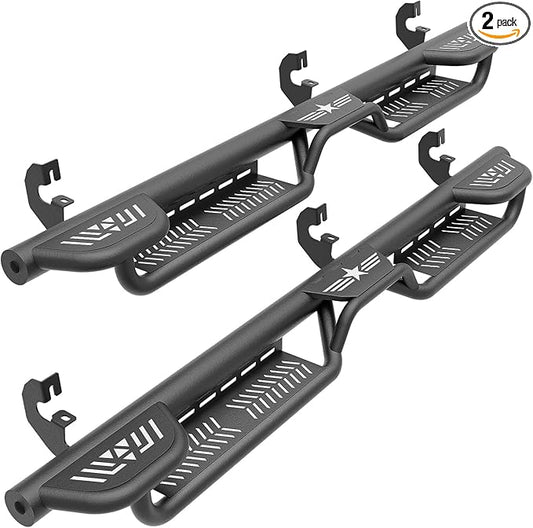 Crew Cab Three Raised Steps Running Boards Side Steps Compatible for 2015-2025 Chevy Colorado & GMC Canyon Crew Cab (4 Full Size Doors), Two Stairs Design Bolt-on Side Rails Step Nerf Bar