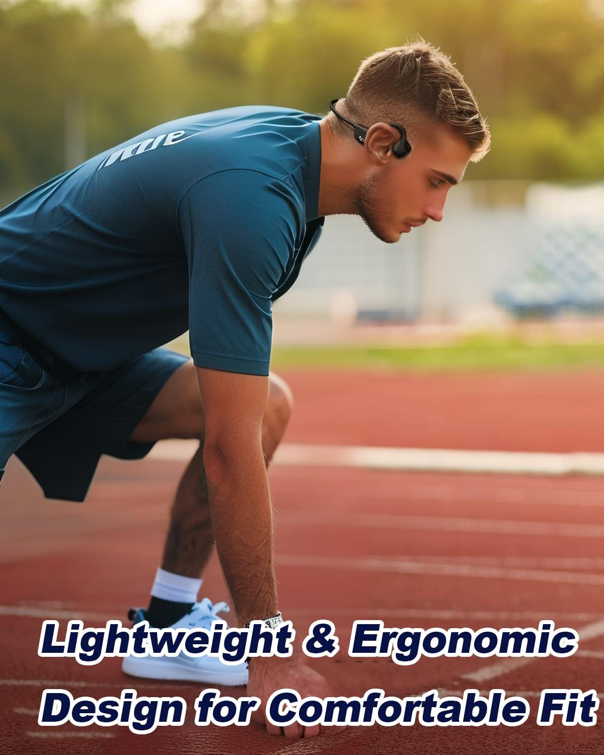 Bone Conduction Headphones Open-Ear Bluetooth 5.0, IP65 Waterproof Wireless Sport Headset with 8H Playtime, Secure Fit for Running/Cycling/Gym, HD Audio w/Mic (2025 Upgraded)