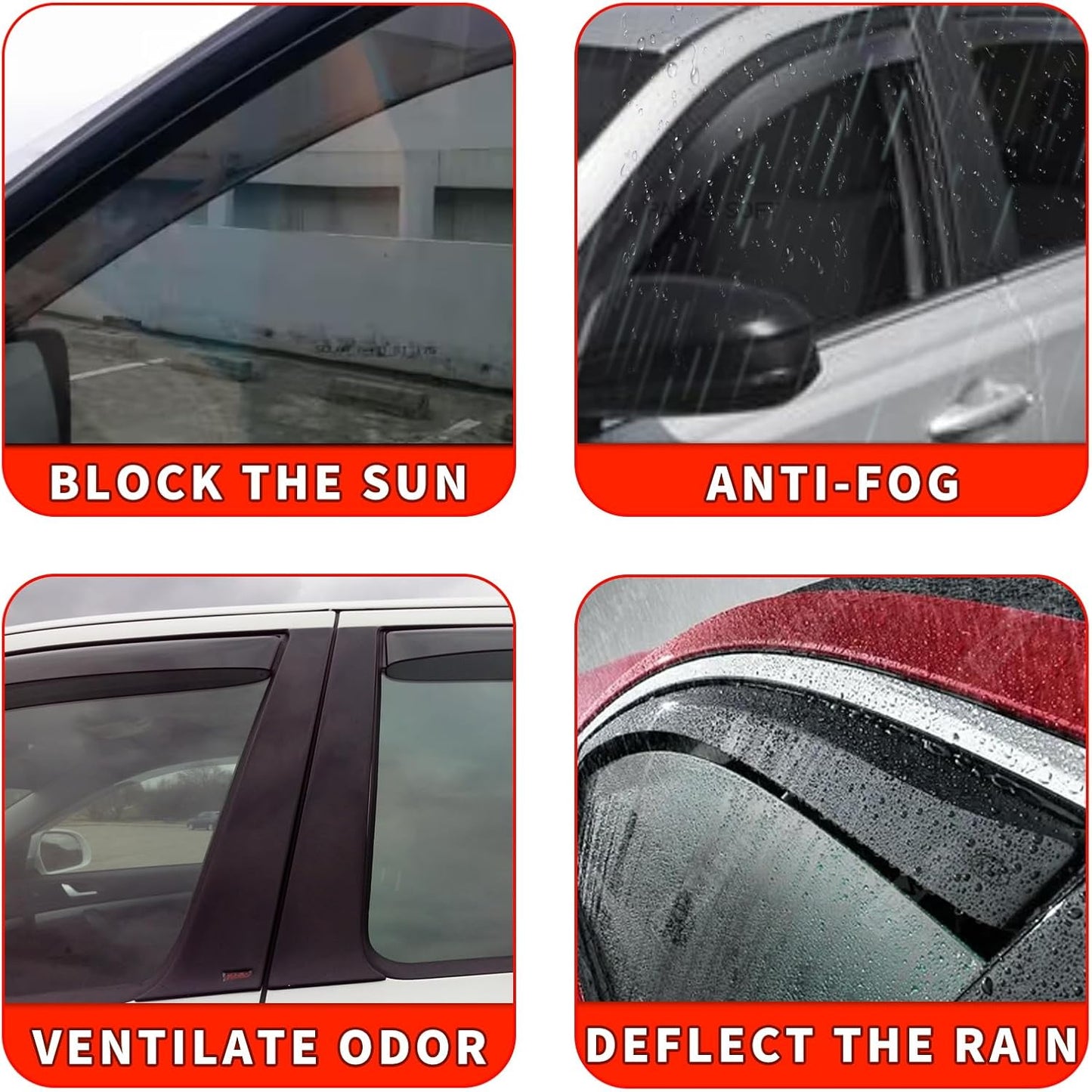 4PCS in-Channel Rain Guards Fit for Ford Maverick 2022 2023 2024 2025, Front and Rear Window Visors Wind Deflectors, Vent Shade Weather Shield for 2022-2025 Maverick Accessories