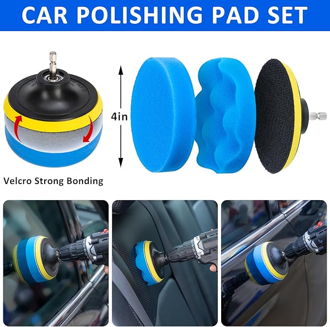 AUTODECO 30Pcs Car Detailing Brush Set, Car Detailing Kit, Auto Detailing Drill Brush Set, Car Detailing Brushes, Car Wash Cleaning Tools Kit for Interior, Exterior, Wheels, Blue