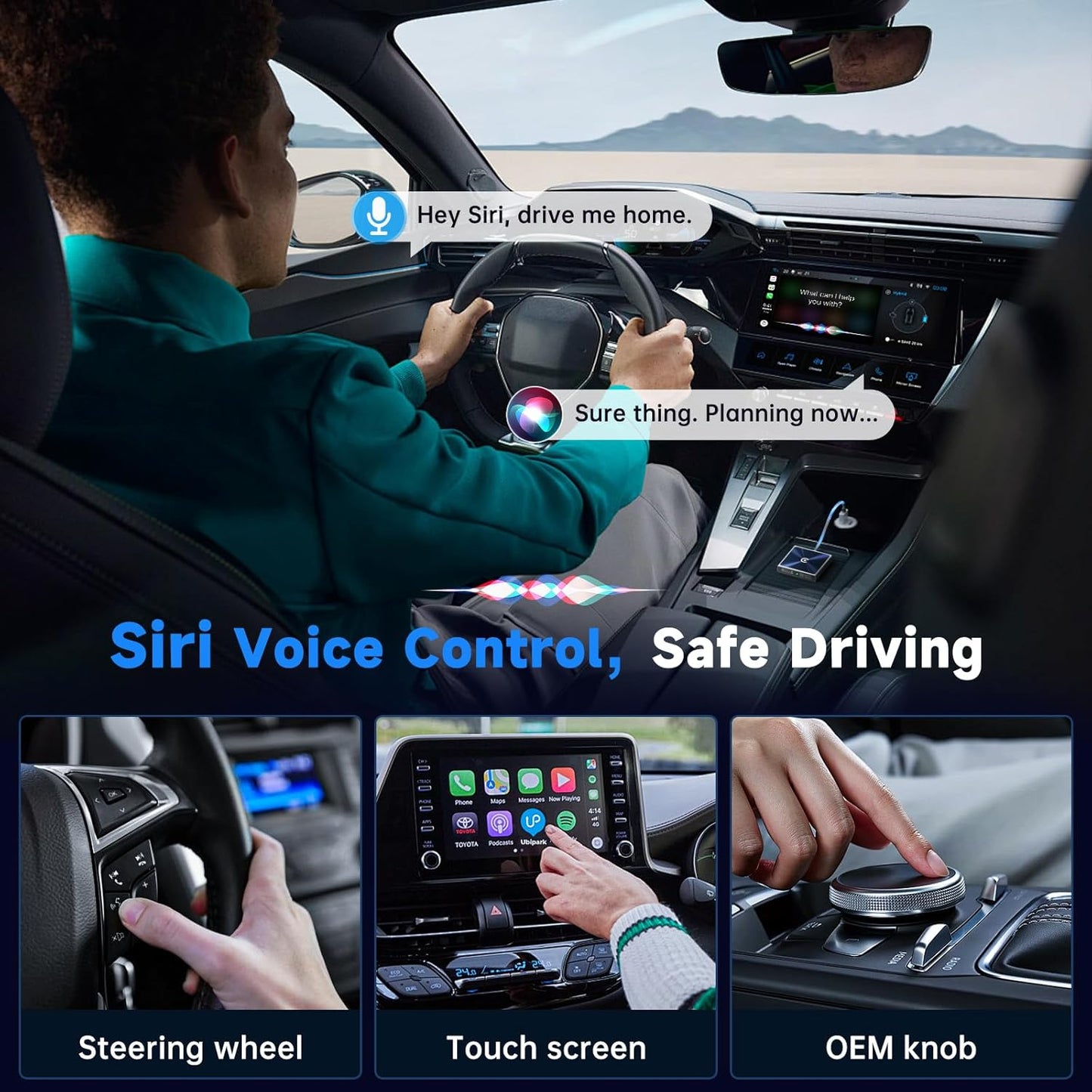 Wireless CarPlay Adapter for iPhone– Super mini 2 in 1 Plug Convert Wired to Wireless Car Play Dongle for Apple iOS 10+ , Instant Connectivity, Fit for Cars with Built-in CarPlay, Black Silver