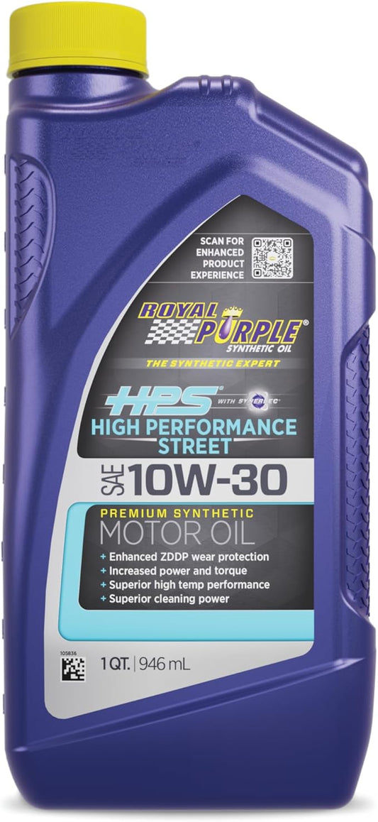 Royal Purple (36130-6PK HPS 10W-30 Synthetic Motor Oil with Synerlec Additive Technology - 1 Quart, (Case of 6)