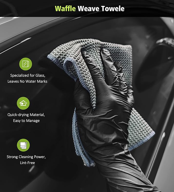 YeewayVeh 3 Pack Microfiber Towels for Car Detailing, 28" x 36" Extra Large Car Wash Drying Towels 16" x 16" Microfiber Edgeless No Scratches and Waffle Weave Absorbent Cloth for Truck, SUV