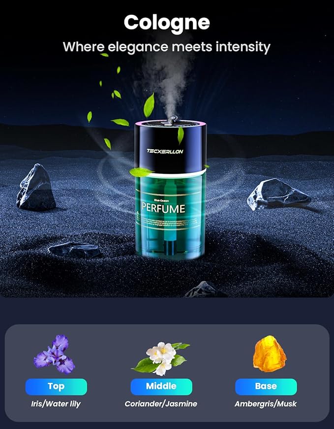 Car Air Freshener, Car Diffuser with RGB Ambient Light & Starry Ceiling, 4 Smart Scent Modes, 120-Day Runtime, Auto On/Off, USB-C Rechargeable, Cologne-Inspired Fragrance,120ML