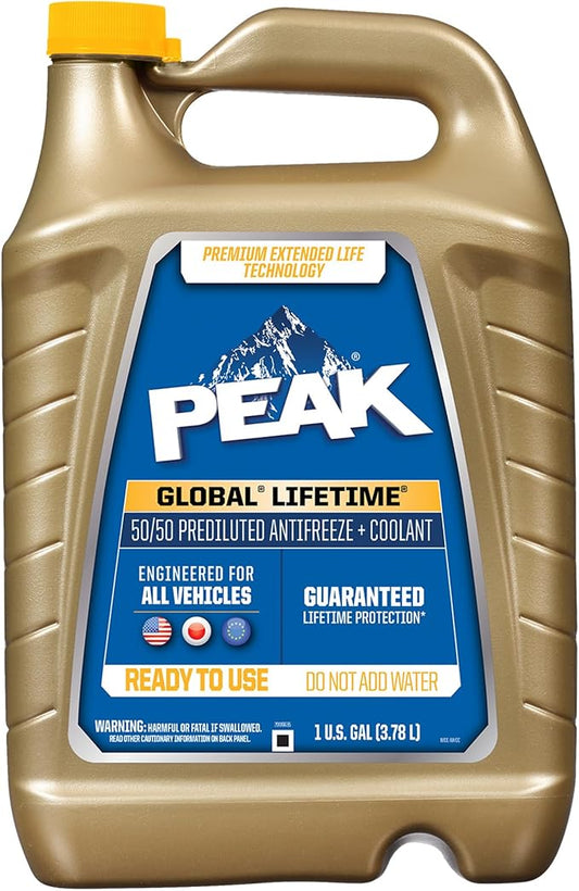 PEAK Global Lifetime 50/50 Prediluted Antifreeze and Coolant for All Vehicles, 1 Gal.