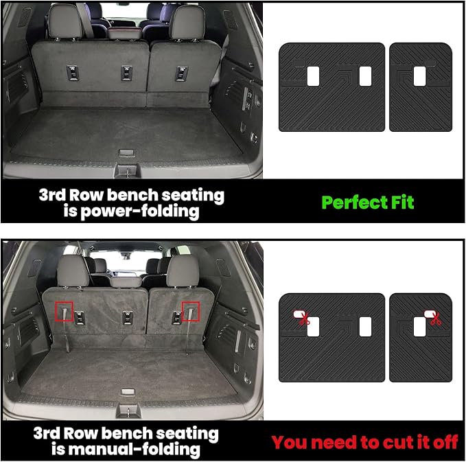 LASFIT Floor Mats & Cargo Liner with Backrest Mat for Chevy Traverse 2024-2026 (Only 7 Seats) & GMC Acadia 2024-2026 (Only 7 Seats) & Buick Enclave 2025-2026, All Weather TPE Custom Fit Floor Liners