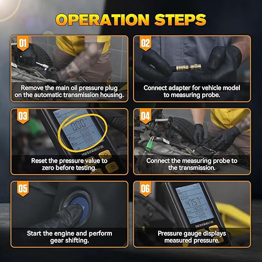 Transmission Oil Pressure Gauge 0-426 PSI 0-29bar 0-30kg/cm² Digital Transmission Oil Pressure Test Oil Pressure Test Kit with Test Hose & 11 Connectors