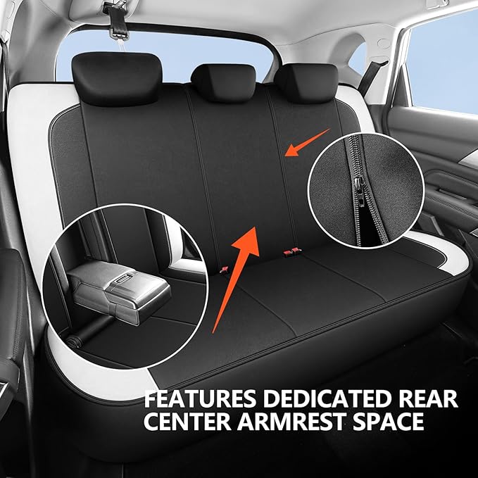 Seat Covers Neoprene Waterproof, Premium Cloth Car seat Covers Full Set,Composite EVA, Airbag Compatible,Universal Fit Automotive Seat Covers for Most Cars,Trucks,SUVs(Black White 816)