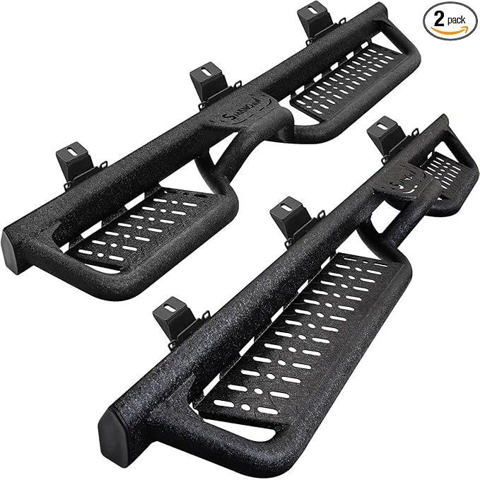Running Boards Compatible with Vehicle 2007-2018 Jeep Wrangler JK 4 Door. Wrangler Side Steps and Wrangler Step Bars, 3-Steps Made with Carbon Steel.