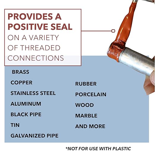 Gasoila Hard-Setting Permanent Thread Sealant, Fast-Drying Red Varnish Sealant for PVC, Metal, Rubber, Wood & More – -100°F to 600°F Temp Range, Brush in Cap Applicator, BT08, 1/2 Pint Can