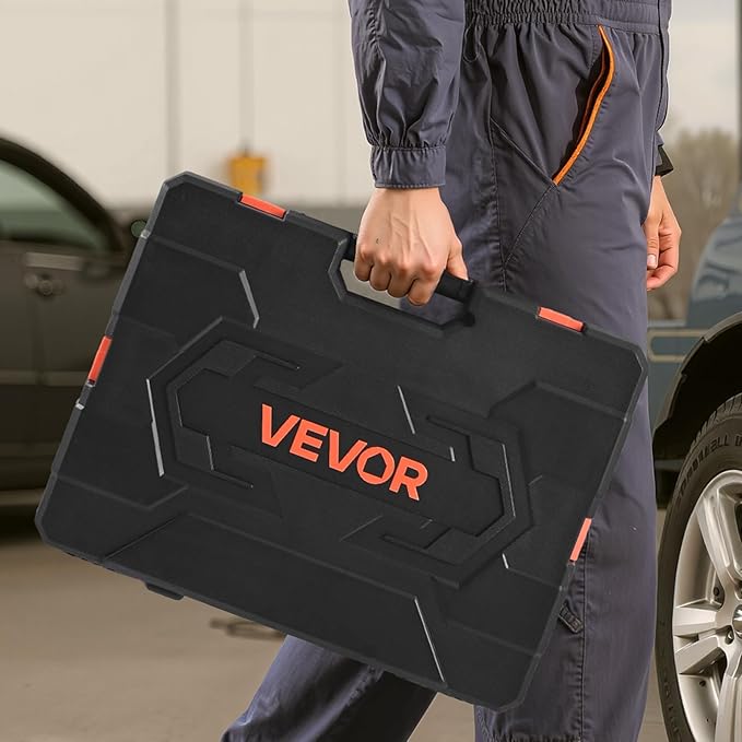 VEVOR Socket Set, 104 Pieces, 3/8 inch Drive Socket Tool Set, Metric Size from 6 to 24 mm, Deep and Standard, Mechanic Tool Kit with Storage Case, Chrome Plated CR-V Alloy Steel, for Automotive Repair