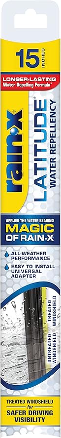 Rain-X 5079273-2 Latitude 2-In-1 Water Repellent Wiper Blades, 15 Inch (Pack Of 1), Automotive Replacement Windshield Wipers With Patented Repellency Formula.